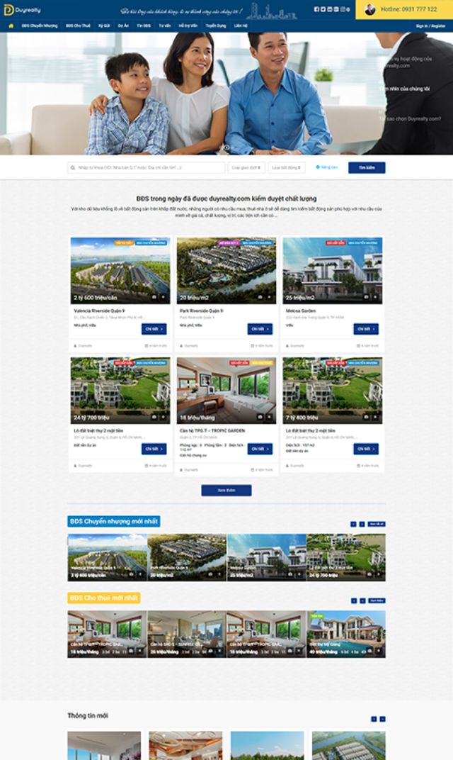 Mẫu website bất động sản chuyên kinh doanh bất động sản, căn hộ chung cư, v.v.